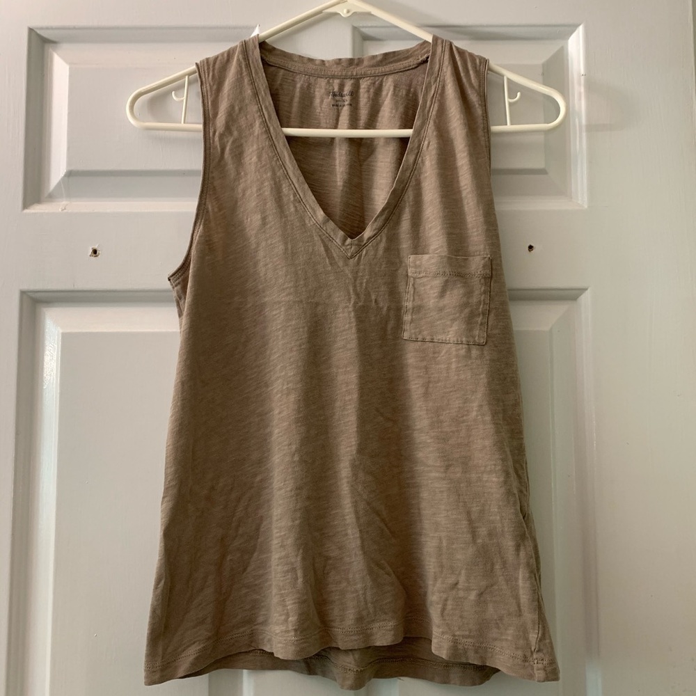 Madewell Whisper V-Neck Brown/Grey shade Tank